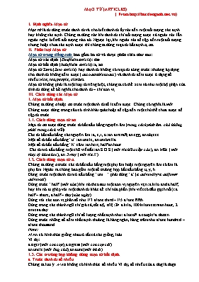 Lý thuyết và bài tập về Mạo từ (Articles)